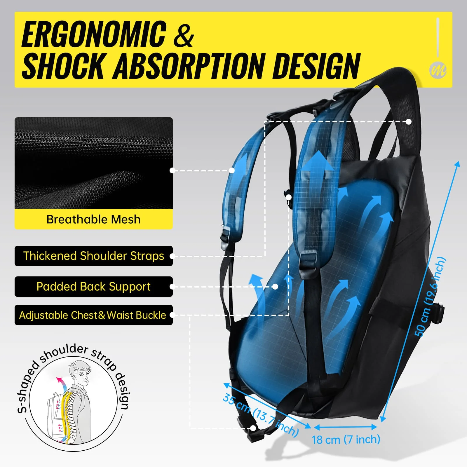 Moman B2R Best Backpack for Motorcycle Helmet, 40L Capacity, Waterproof, Safe, and Comfortable for Motorcycling, Sports, Travel, and Outdoor Use - Image 6