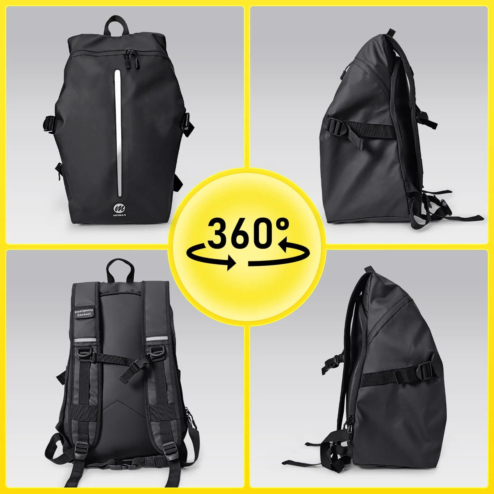 Moman B2R Best Backpack for Motorcycle Helmet, 40L Capacity, Waterproof, Safe, and Comfortable for Motorcycling, Sports, Travel, and Outdoor Use - Image 8
