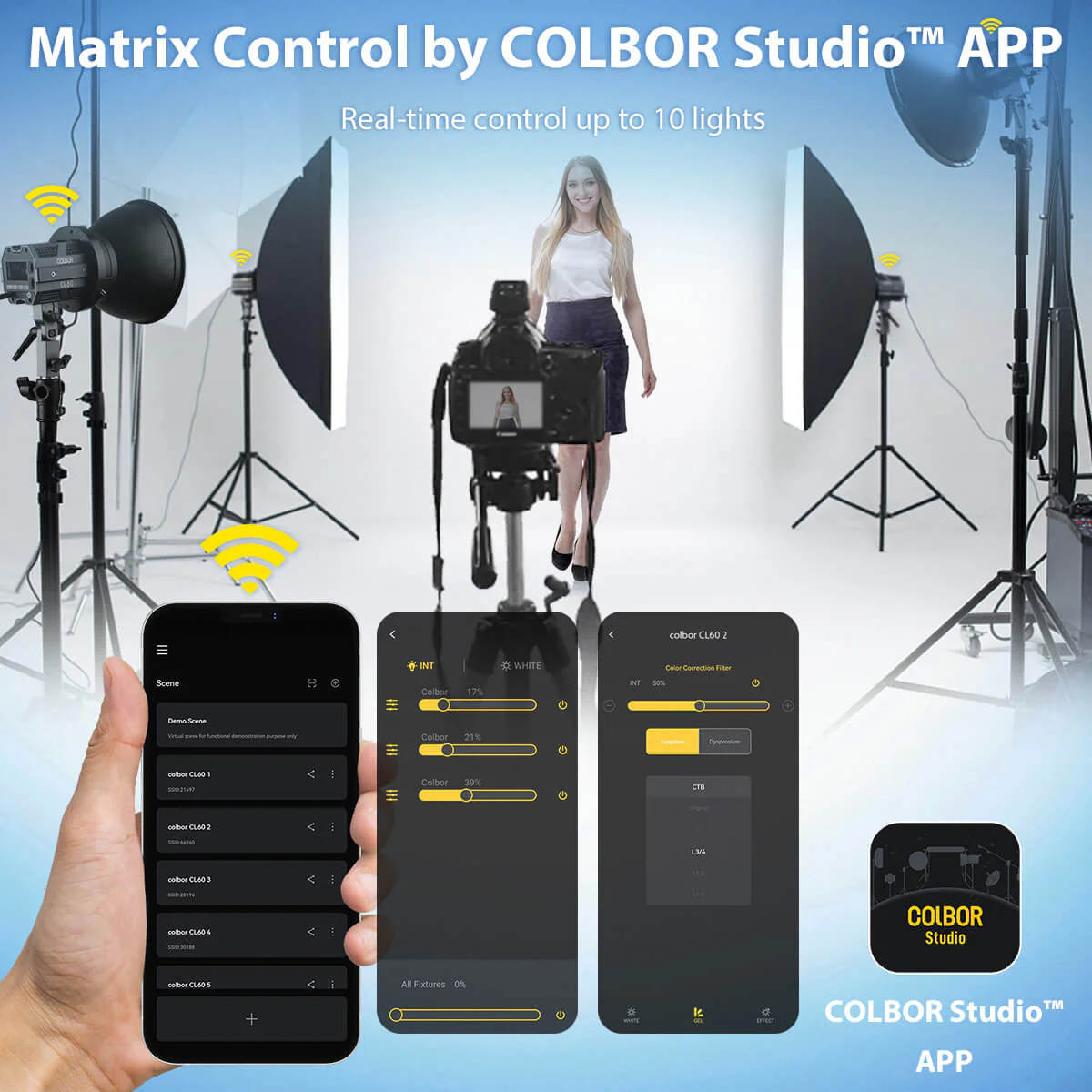 COLBOR CL60M Best Studio Light for Video, 65W LED, 5600K Color Temp, Matrix Control, Type-C & PD Charge - Image 5
