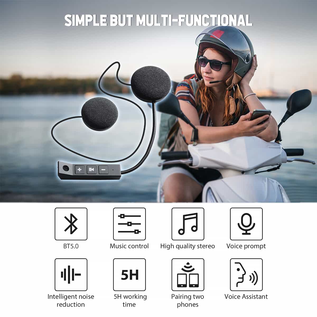 Moman H4 Best Wireless Earphones for Motorcycle Riding (Single Person Use) - Image 3