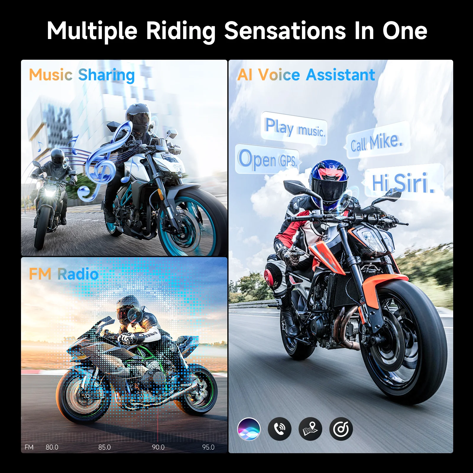 Moman H2E Eagle-Like Helmet Intercom, Bluetooth Intercom with Audio Multitasking, Music Share, Optional Pattern Shell for Motorcycle Two Riders - Image 7