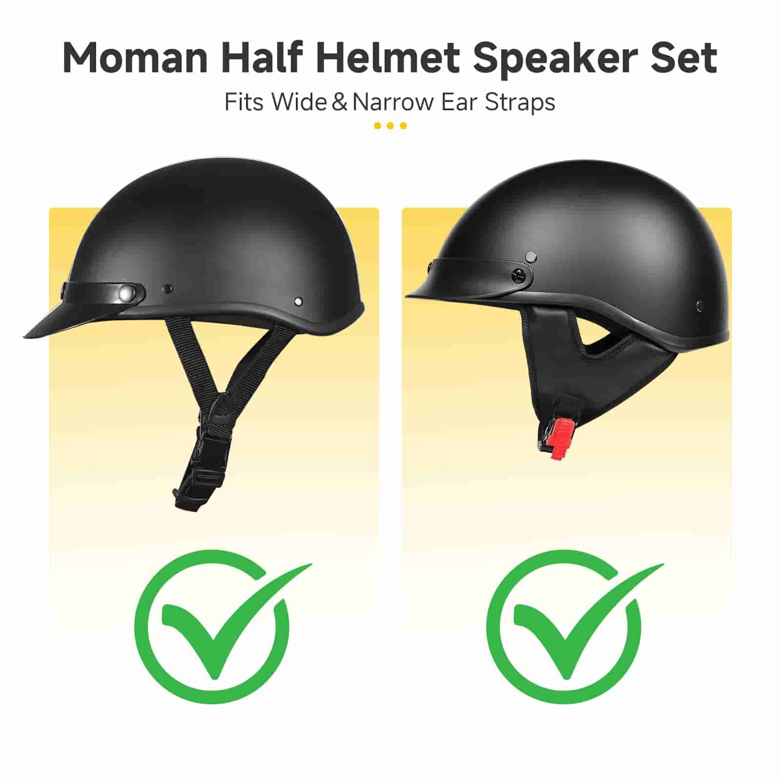 Moman HEB Half Helmet Speaker Pockets with Dual Lock System, Fits Half Helmets with Narrow or Wide Straps, Blocks Wind Noise and Cold - Image 4