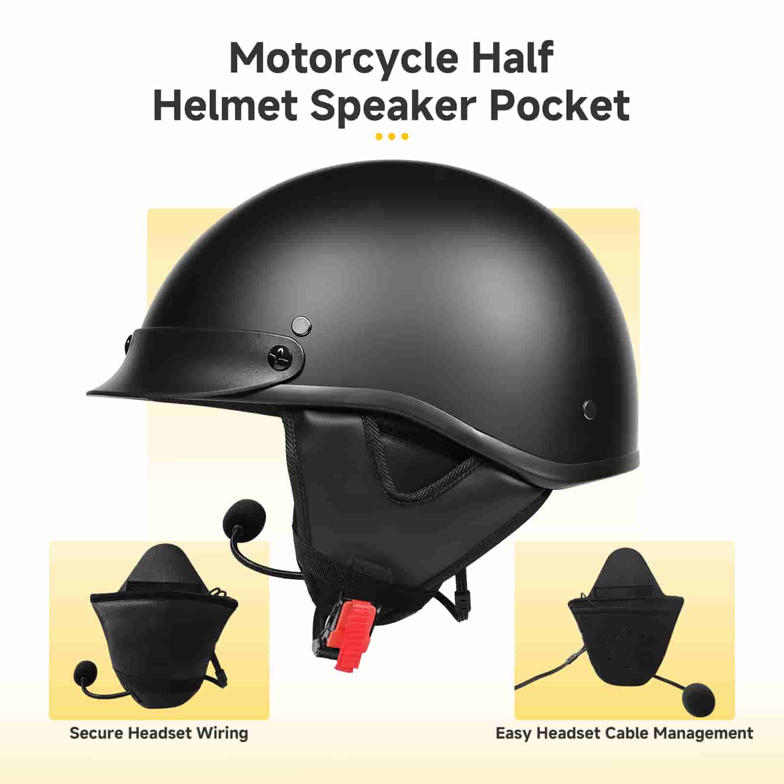 Moman HEB Half Helmet Speaker Pockets with Dual Lock System, Fits Half Helmets with Narrow or Wide Straps, Blocks Wind Noise and Cold - Image 7