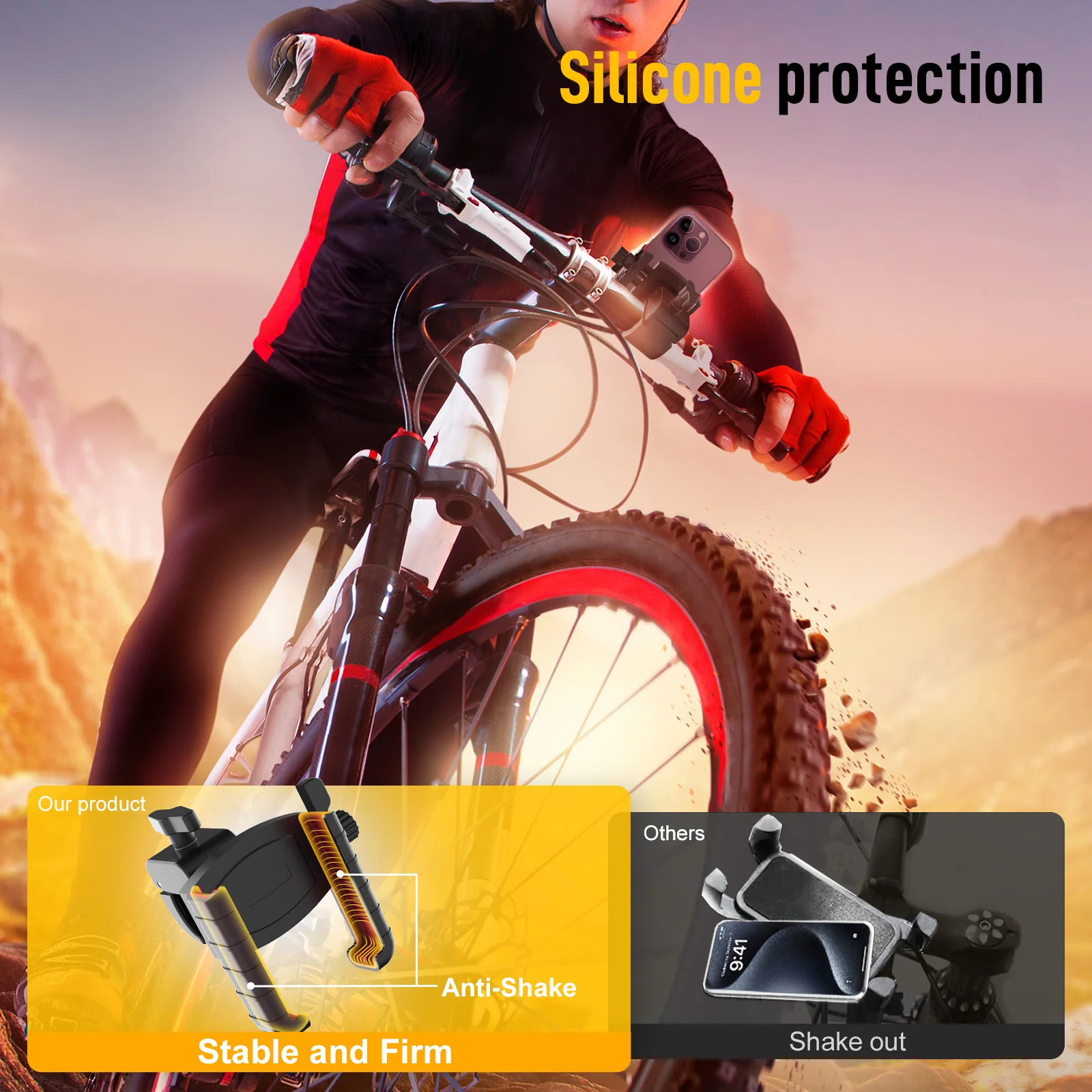 Moman PMS1 Motorcycle Anti Vibration Phone Holder, 360° Rotatable Quick Release Adjustable Clamp, Better Work of Helmet Intercom or Headset Ensured - Image 4