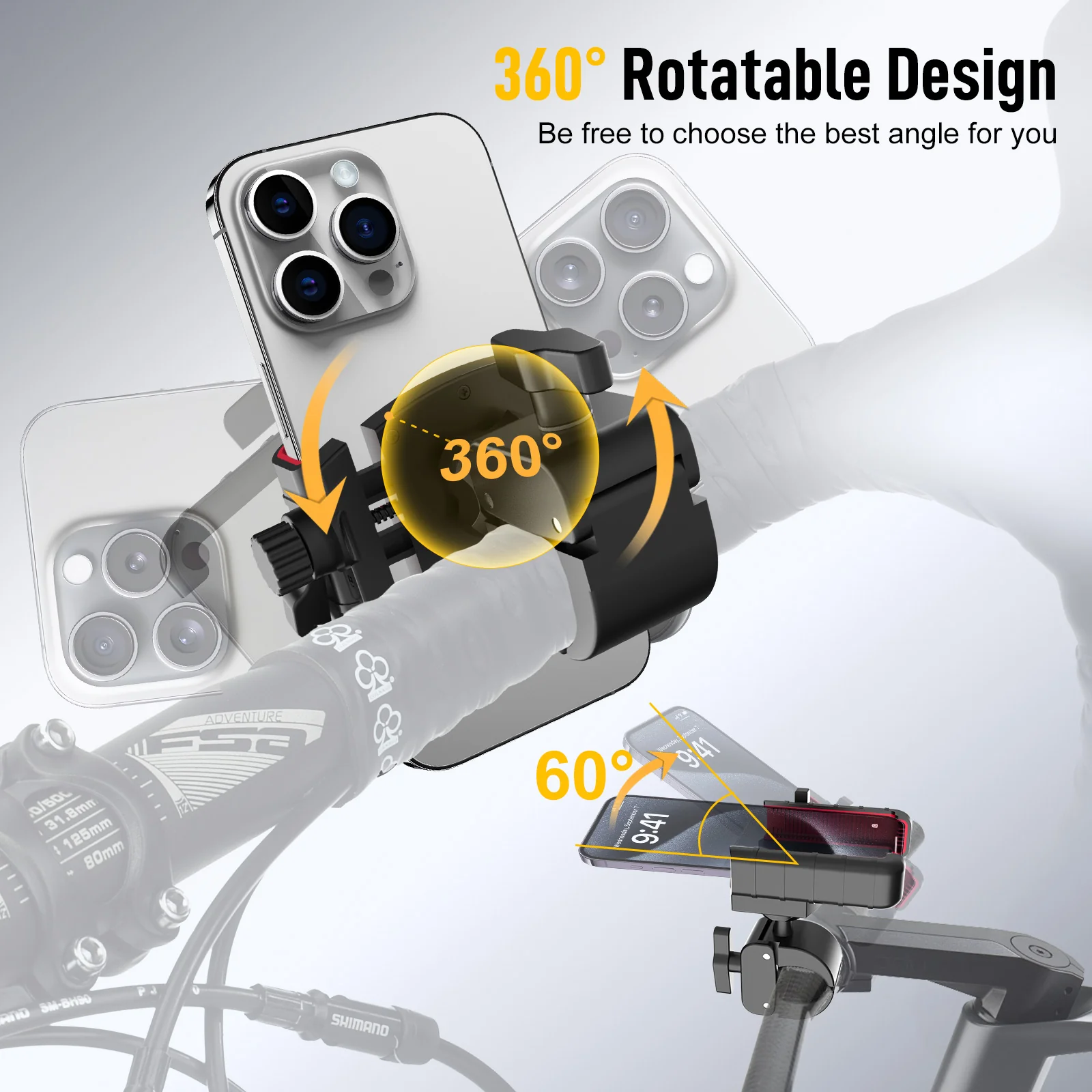 Moman PMS1 Motorcycle Anti Vibration Phone Holder, 360° Rotatable Quick Release Adjustable Clamp, Better Work of Helmet Intercom or Headset Ensured - Image 5