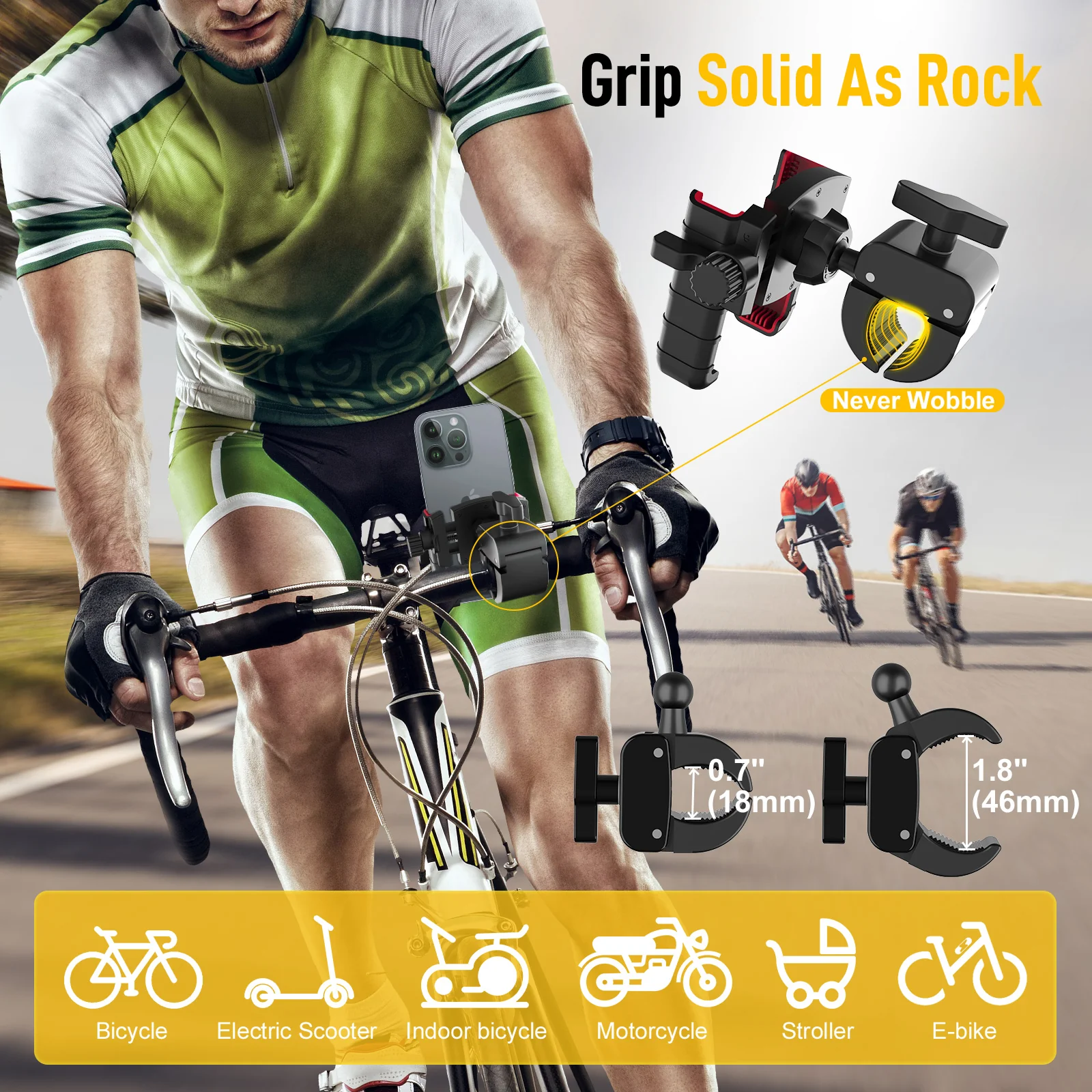 Moman PMS1 Motorcycle Anti Vibration Phone Holder, 360° Rotatable Quick Release Adjustable Clamp, Better Work of Helmet Intercom or Headset Ensured - Image 6