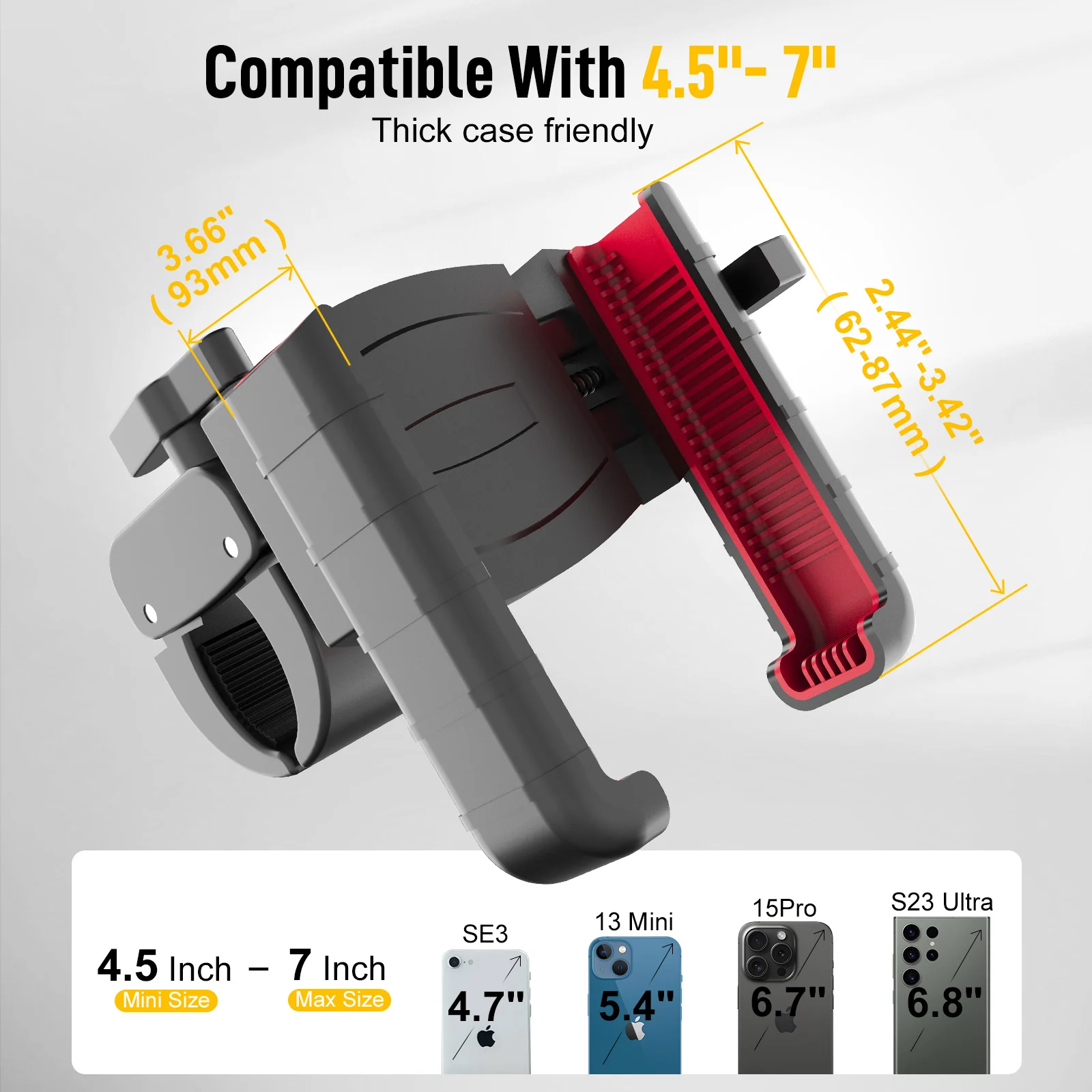 Moman PMS1 Motorcycle Anti Vibration Phone Holder, 360° Rotatable Quick Release Adjustable Clamp, Better Work of Helmet Intercom or Headset Ensured - Image 7