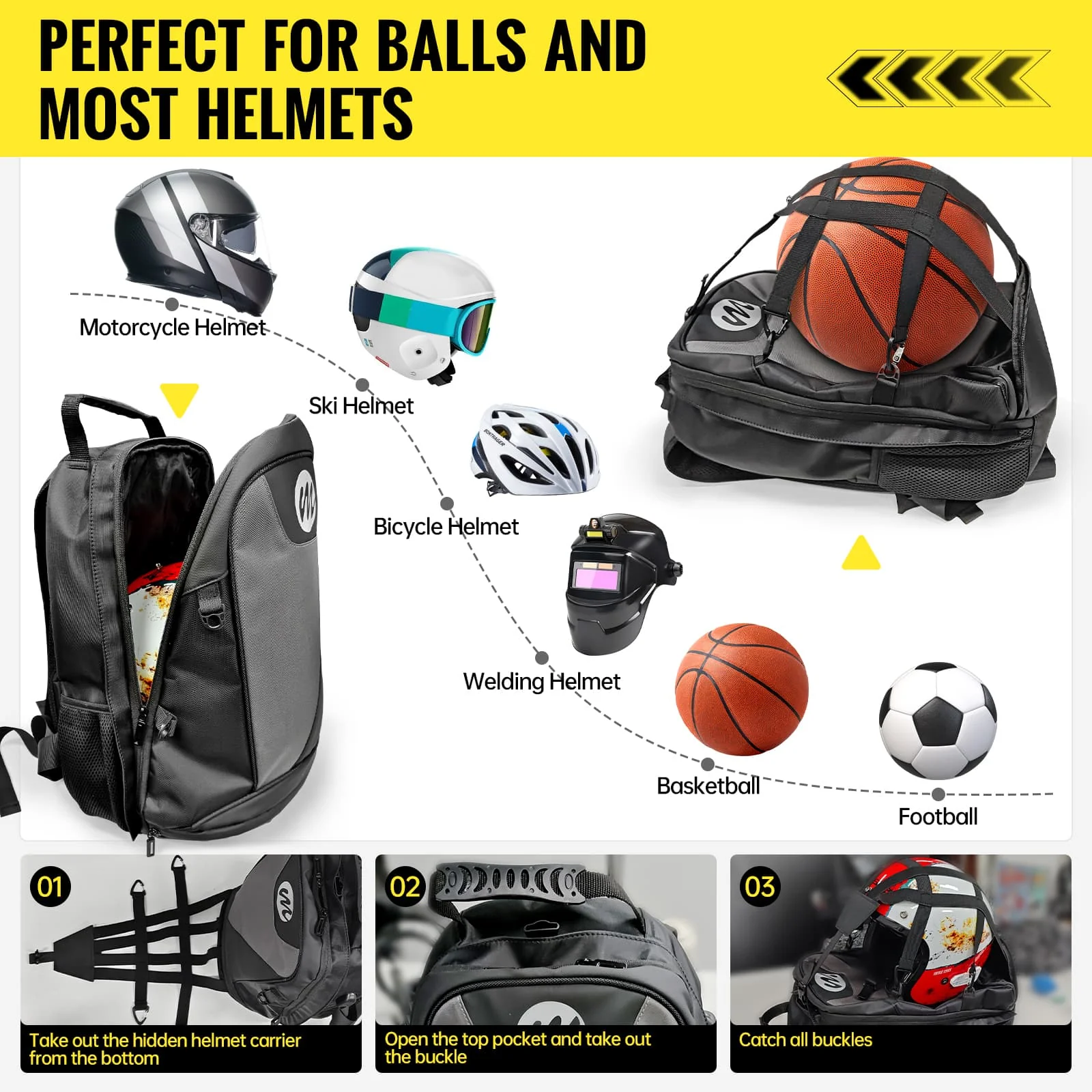 Moman BM1 Motorcycle Backpack with Helmet Holder, 40L Capacity, Multiple Pockets, Waterproof, USB Charging Port Featured - Image 3
