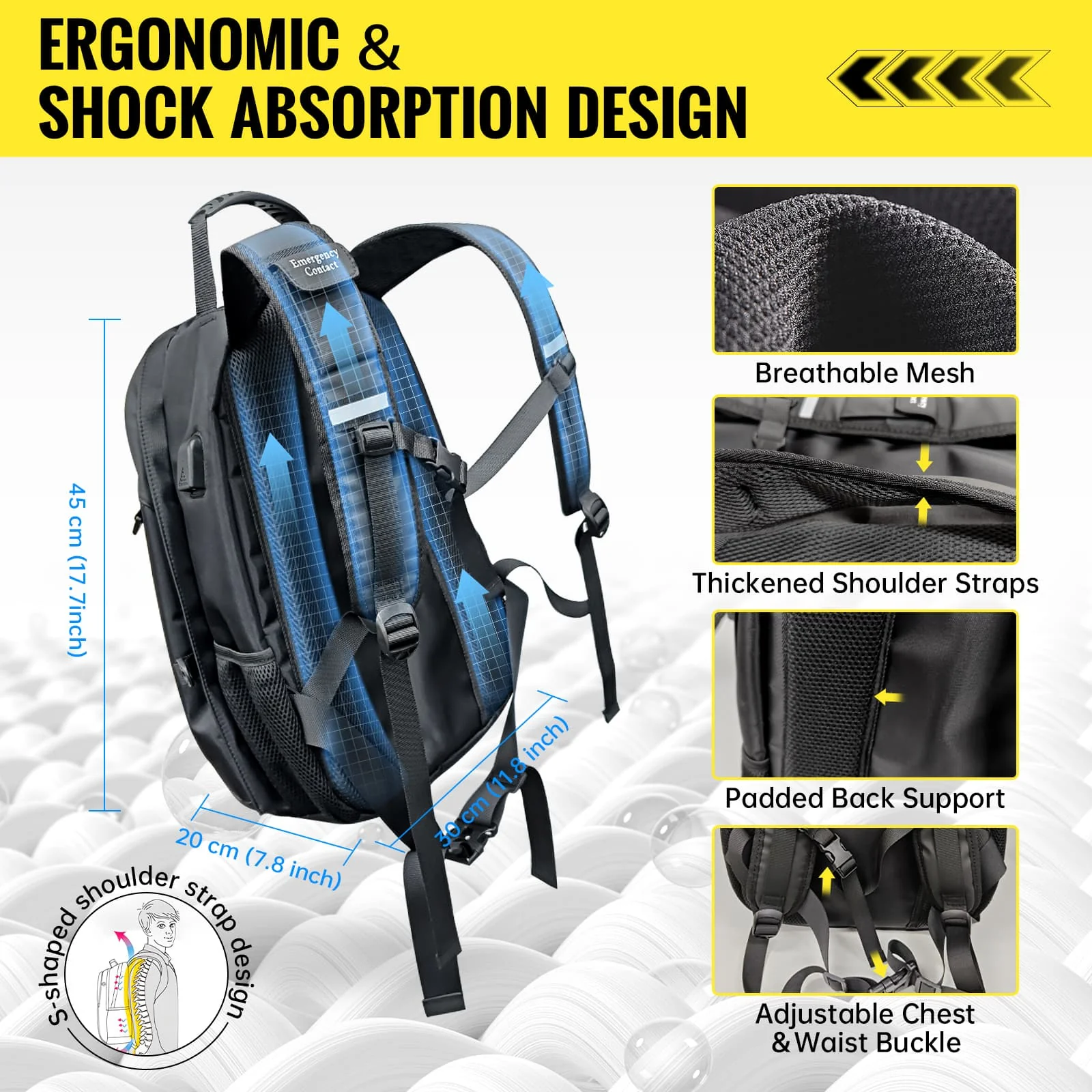 Moman BM1 Motorcycle Backpack with Helmet Holder, 40L Capacity, Multiple Pockets, Waterproof, USB Charging Port Featured - Image 4