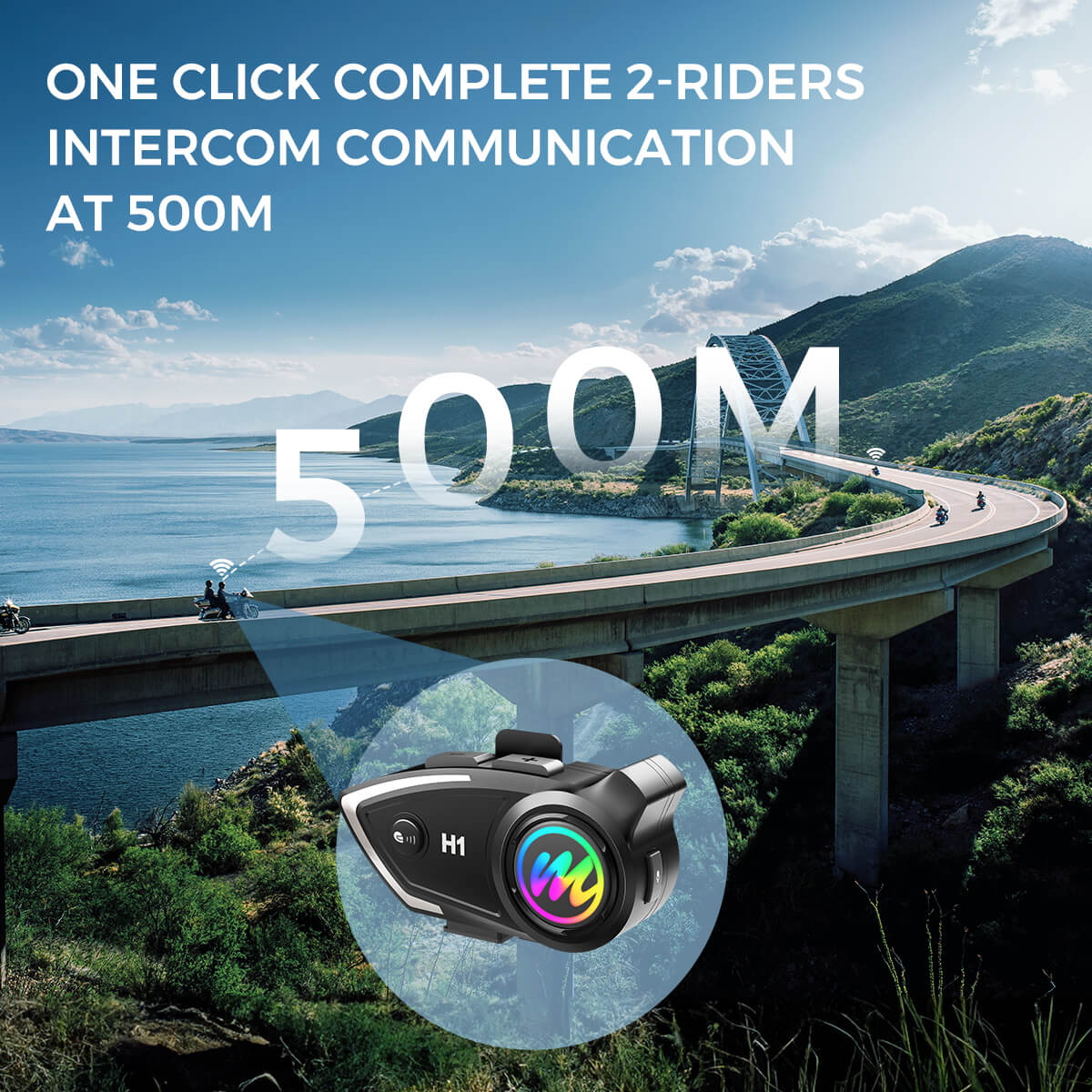 Moman H1 Motorcycle Helmet Bluetooth Intercom for Rider-to-rider Communication - Image 4