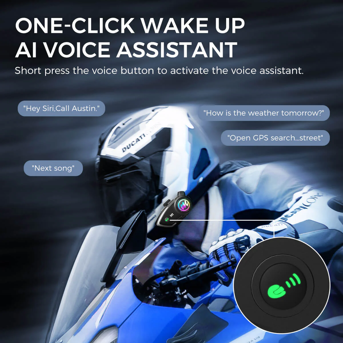 Moman H1 Motorcycle Helmet Bluetooth Intercom for Rider-to-rider Communication - Image 5