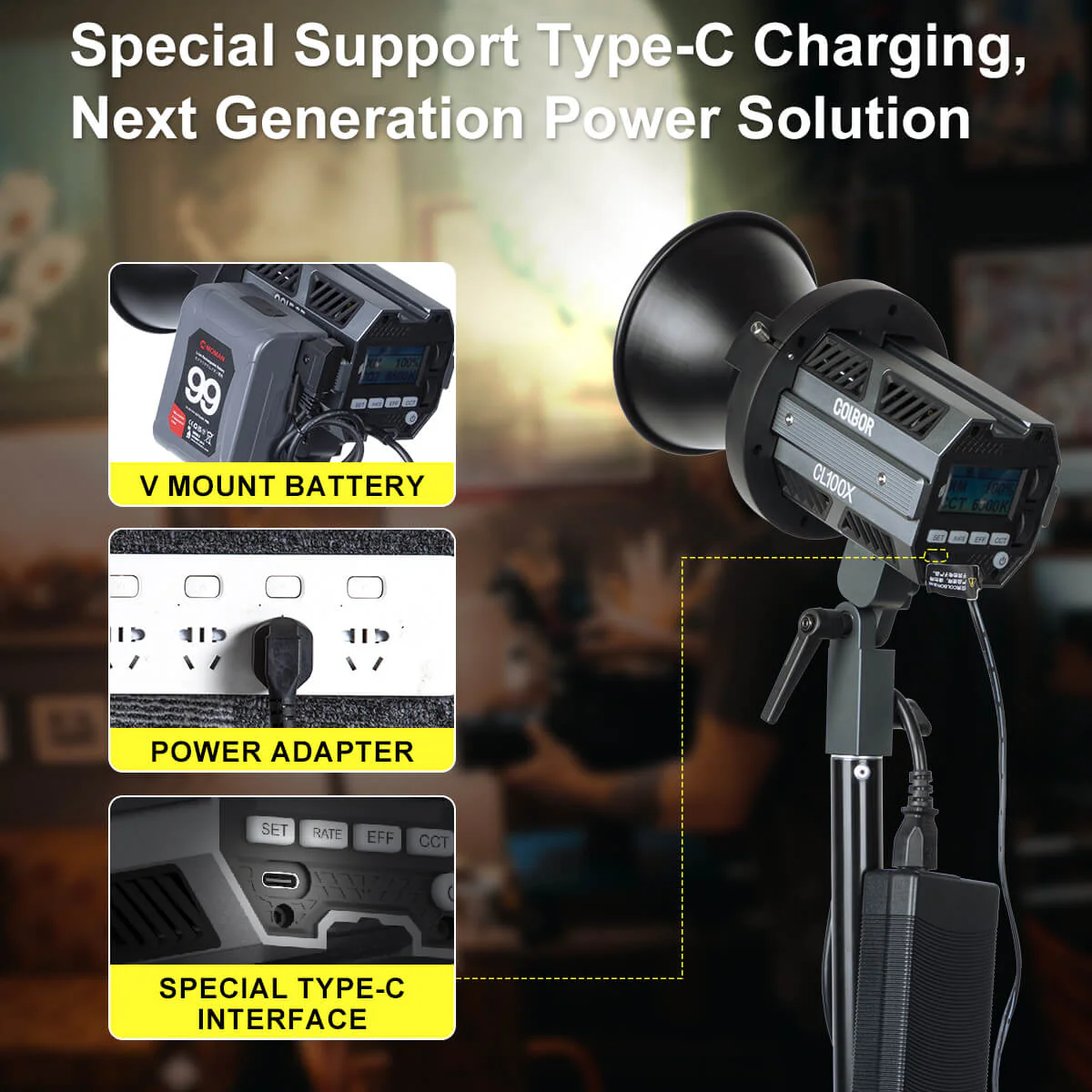 COLBOR CL100X Outdoor Studio Lighting, 110W Output, PowerCube Design, Type-C Charging - Image 6