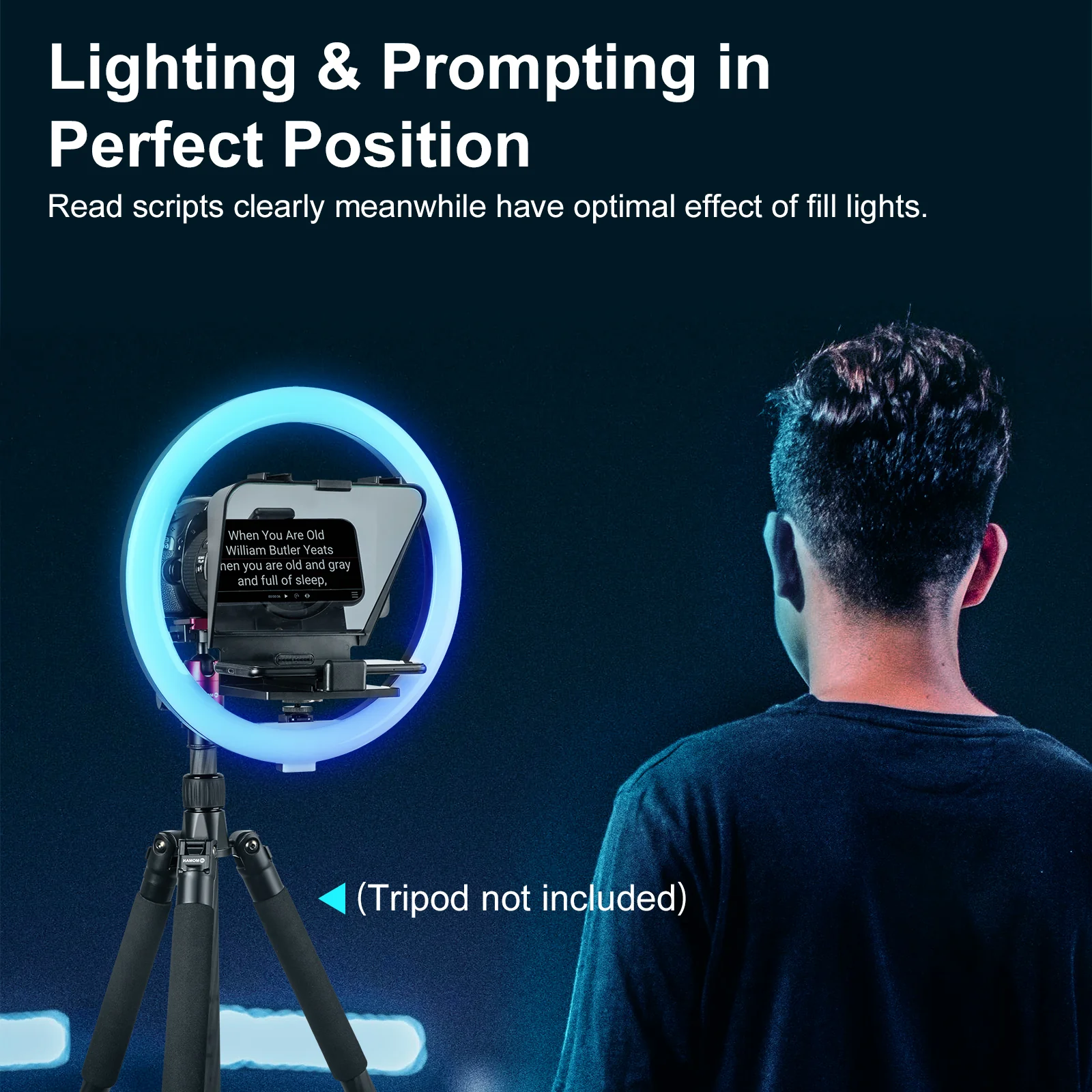 Moman MTRX Teleprompter Rig, RGB Ringlight Included  (Ringo Series) - Image 3