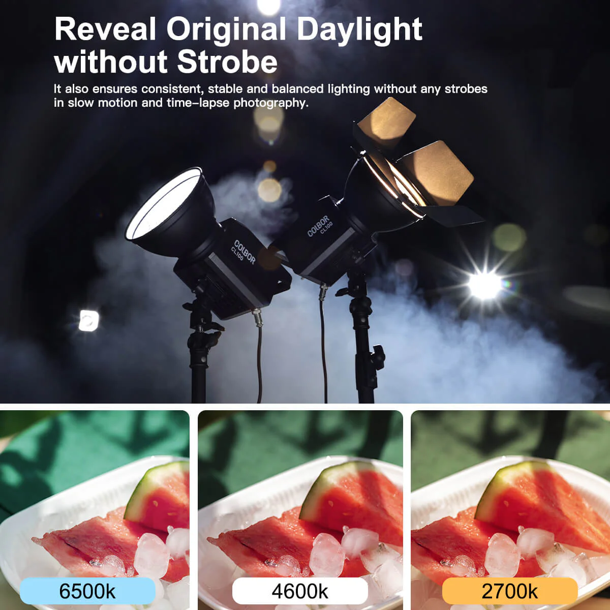 COLBOR CL100 Bi Color 2700-6500K Recording Studio Lighting - Image 4