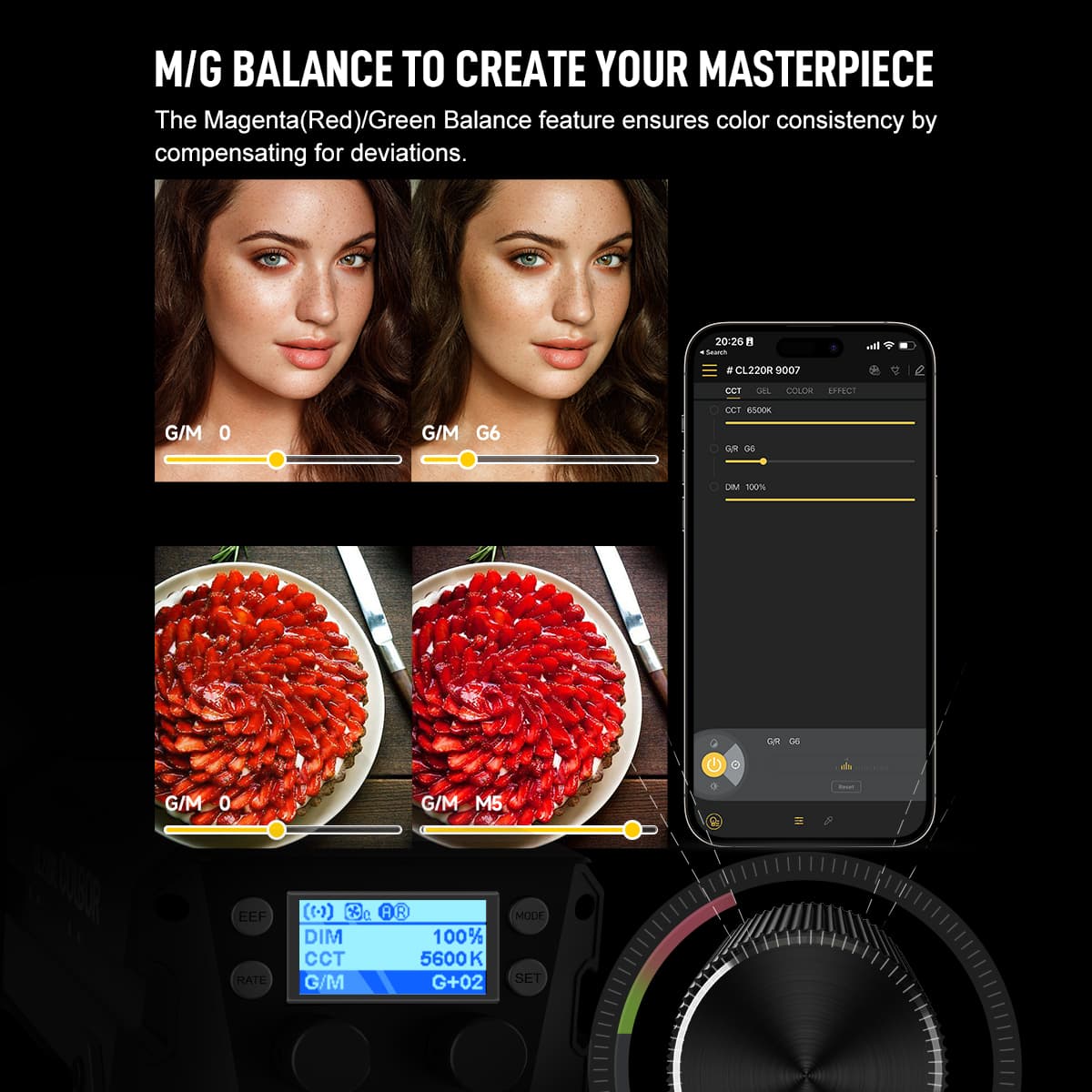 COLBOR CL220R RGB Light for Studio, 220W Output, Color-Pick Function, M/G Balance Feature - Image 8