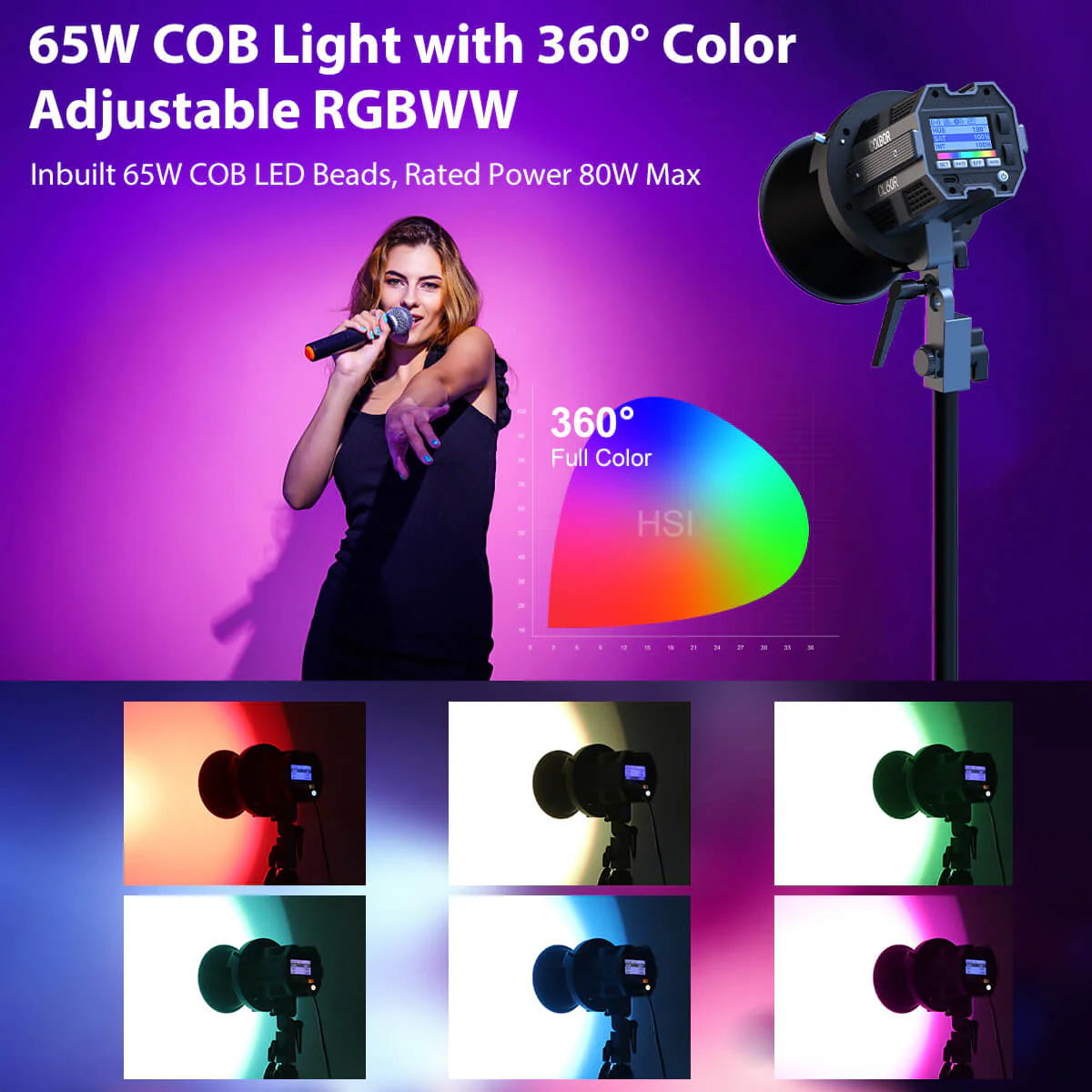 COLBOR CL60R 65W RGB Video Light for Studio and Individual Photography - Image 3