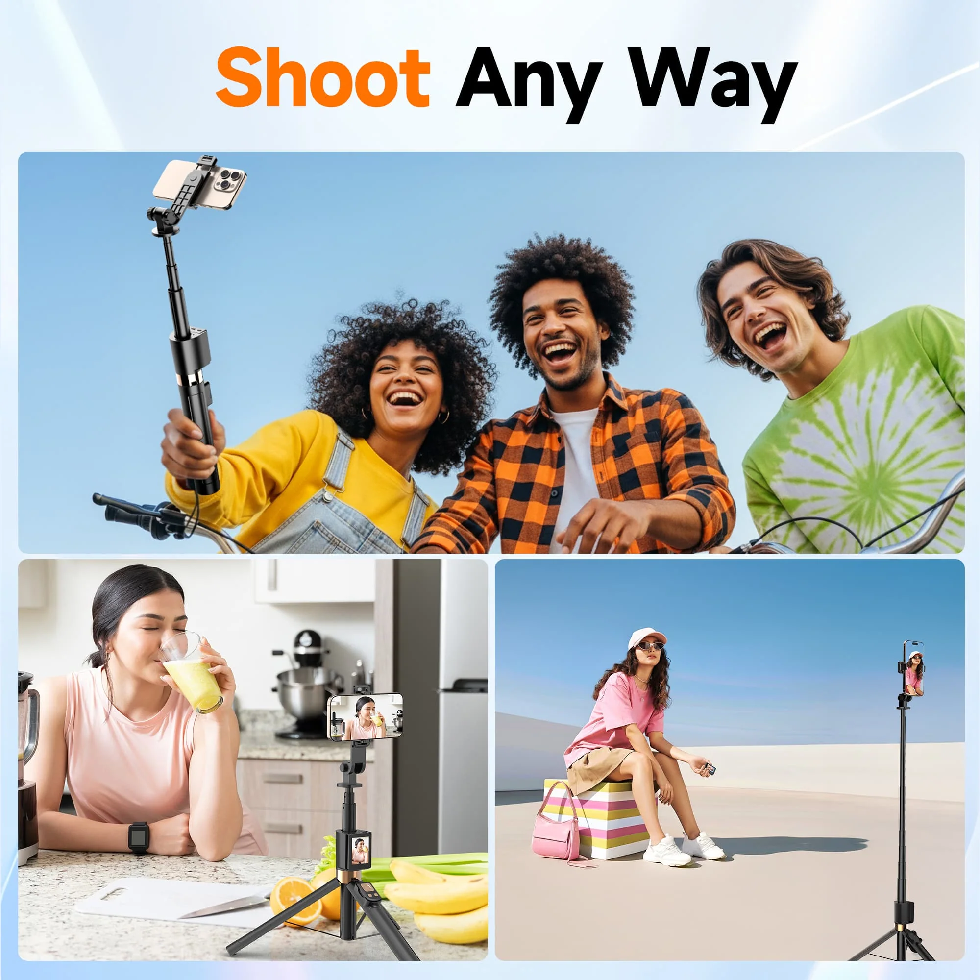 Moman CL07 Selfie Stick Tripod for Phone with Detachable Monitor and Remote Control, 2-in-1 Design Adjustable from 18’’ to 69’’ - Image 5