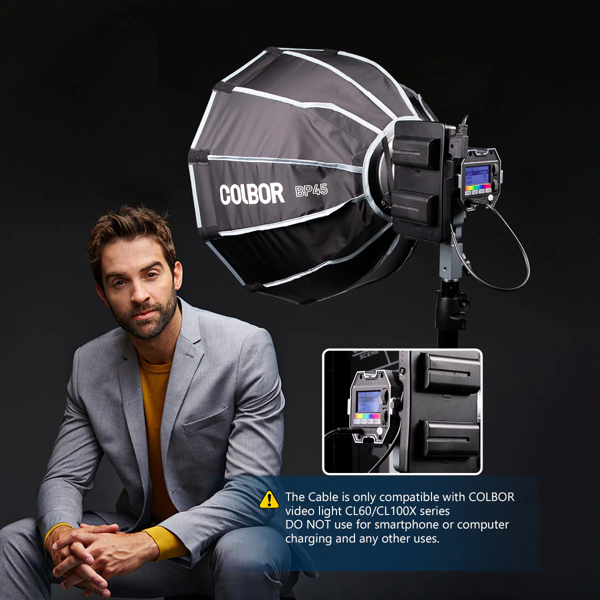 COLBOR VAP1 V-mount to NPF Battery Adapter and VC50 Dtap to USB-C Cable - Image 5