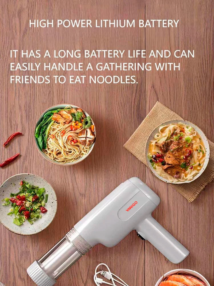 VANiGO Handheld Electric Pasta Maker, 6-in-1 Cordless Pasta Machine, Portable Noodle Maker with Moulds and Cutter, Automatic Dough Press,Homemade Ramen Spaghetti Maker Machine-with Cleaning Brush - Image 5