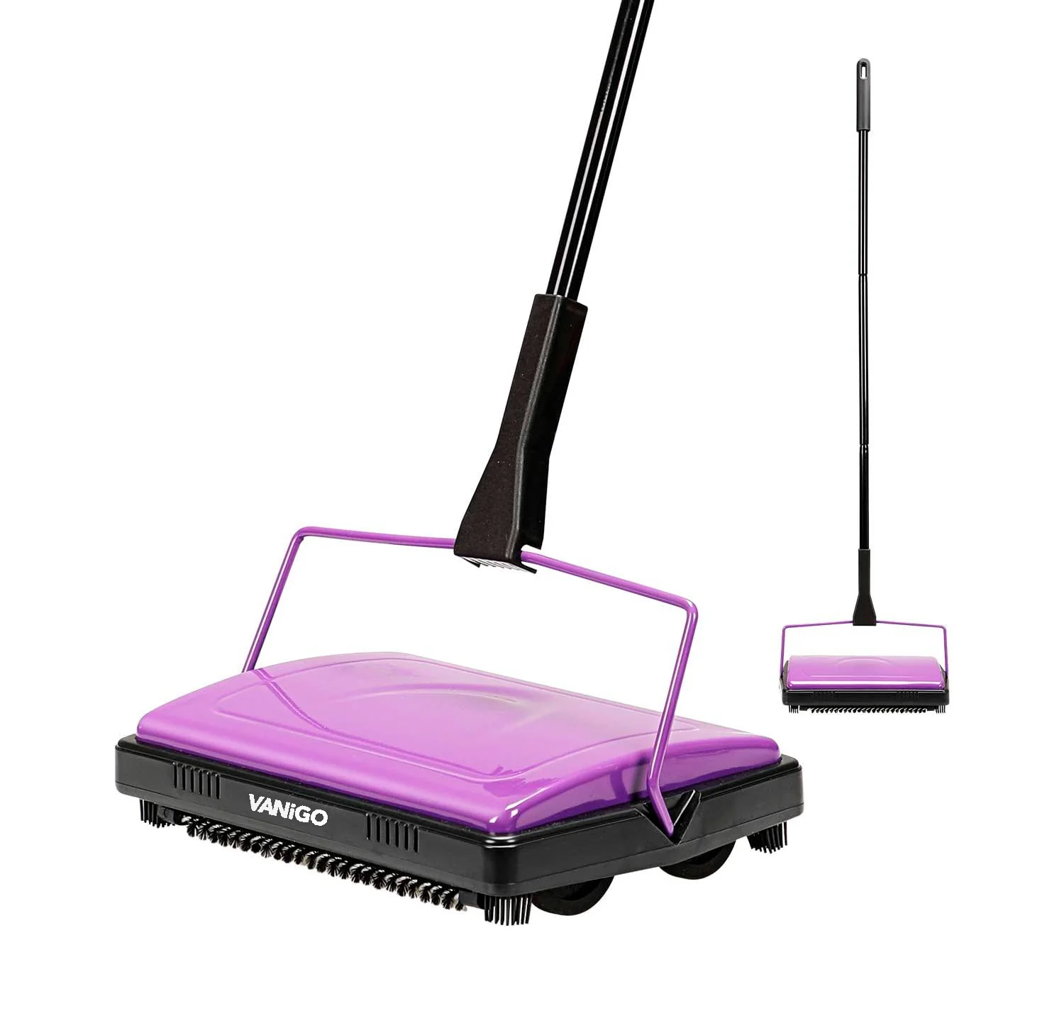 VANiGO Sweeper Cleaner for Home Office Low Carpets Rugs Undercoat Carpets Pet Hair Dust Scraps Paper Small Rubbish Cleaning with a Brush Purple