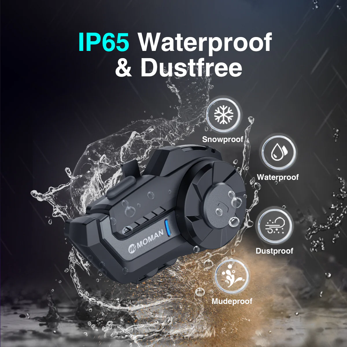Moman H2 Pro Voice Activated Intercom for Two Motorcycle Riders, Wireless Communication, Music Share, FM Radio Featured (Single or Two Packs) - Image 7