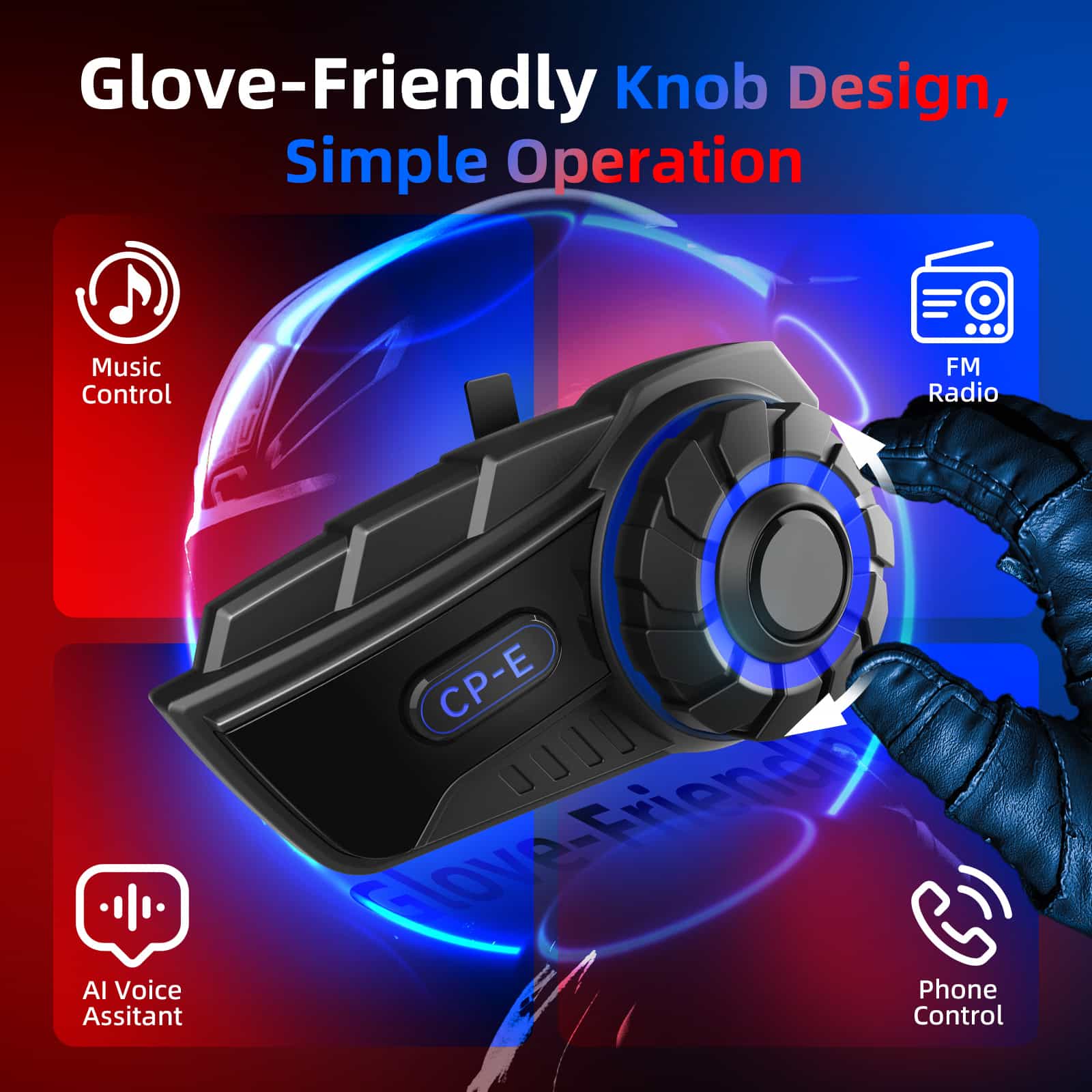 Moman CP-E Wireless Bluetooth Intercom for 2 to 6 riders, 2000m communication range, Music Sharing, and FM Radio Featured (Single Pack) - Image 5