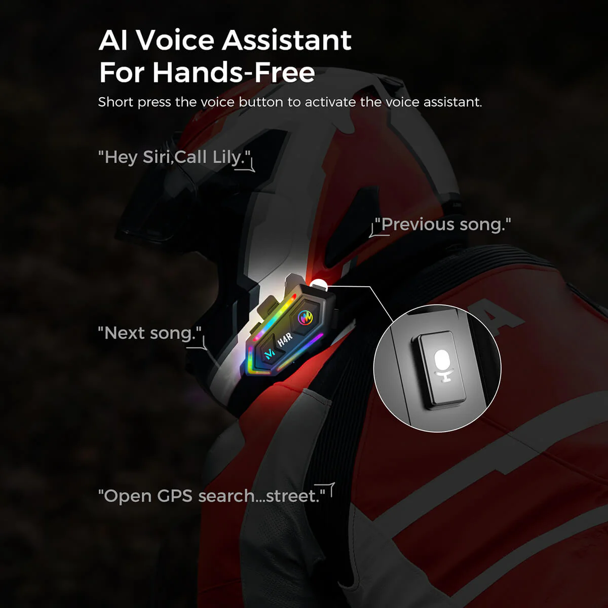 Moman H4R Wireless Motorcycle Headset with RGB Light (Single Person Use) - Image 3