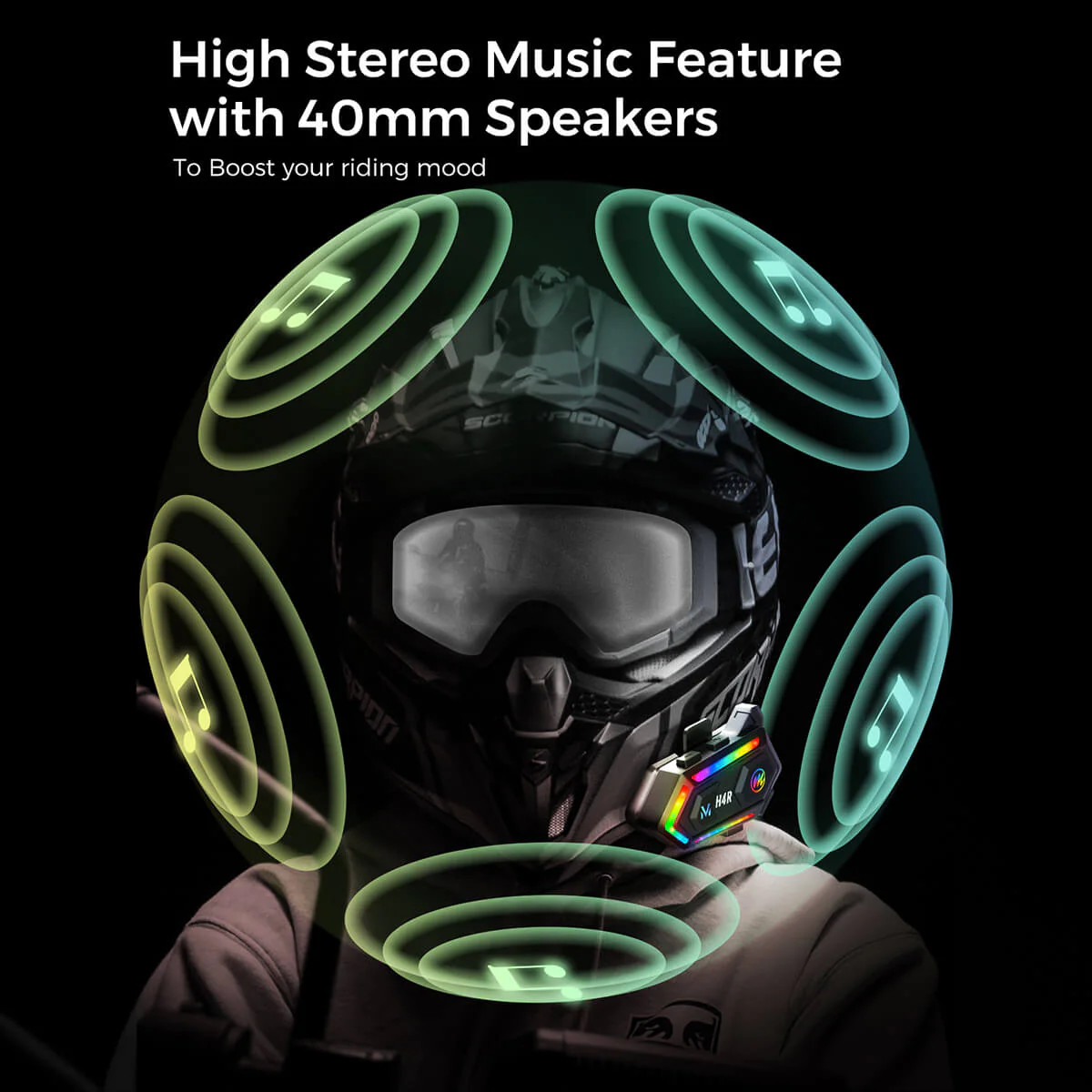 Moman H4R Wireless Motorcycle Headset with RGB Light (Single Person Use) - Image 7